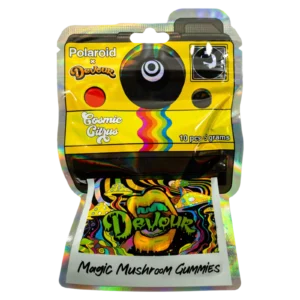 polaroid x devour cosmic citrus magic mushroom gummies devour brand