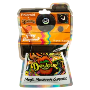 polaroid x devour trippy tangerine 5g magic mushroom gummies devour brand